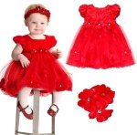 Red Silk Tutu Dress And Floral Headband
