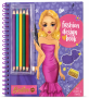 Fashion Design Activity Book With Coloured Pencils Stickers & Stencils