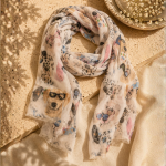 Multi Dog Print Scarf - White Free