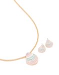 Goldair Gold Pink Blue Cream 3D Shell Earrings & Necklace Set