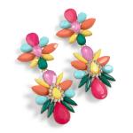 Multi Diamante Flower Stud Earrings