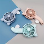 1PC Cartoon Cat's Ear Handheld Fan Manual Press No-battery Required Hand Crank Cute Portable Personal Cooling Device