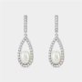 Sterling Silver Freshwater Pearl Open Tear Drop Earrings