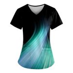 Scrubs For Women V Neck Short Sleeve Printed Tops Cartoon Pattern Plus Size Nursing With Pockets Greens XL