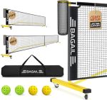 Bagail Portable Pickleball Net Set With Wheels 22 Ft Regulation Size & 11 Ft Half Court Size 2-IN-1 Pickle Ball Net With Ball Co