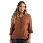 Overdyed Batwing Top - Burnt Orange Free