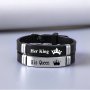 Two Sets Of New Couple Crowns Ker King Hi Queen Letter Stainless Steel Silicone Bracelets Black Steel Bracelets