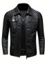 Men's PU Leather Jacket With Pockets Men's Stylish Zip Up Jacket For Autumn & Winter