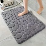 1PC Cobblestone Embossed Bathroom Bath Mat Machine Washable Bath Rug Rapid Water Absorbent Non-slip Washable Thick Soft And Comf