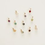 Three Claw MINI Birthstone Pendant Charm In Yellow Gold - Tanzanite