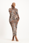 Yolanda Poloneck Bodycon Dress - Marble Print - XL