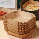 50-PACK Air Fryer Liners Non-stick Paper Sheets For Baking Roasting & Microwave - Easy Cleanup Individual Sheets For Healthier C