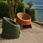 Montana Sculptural Outdoor Lounge Chair Green Grey Terracotta - Taupe