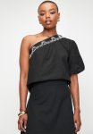 Edit Co-ord Asym Embroidered Detail Top - Black
