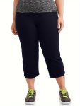 Plus Size Casual Capri Pants Women's Plus Solid High Rise High Stretch Capri Pants