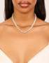 Silver Plated Cubic Zirconia Multi Flower Necklace