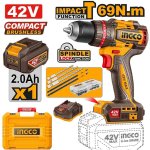 Ingco 42V Cordless Bl Impact Drill 69NM 2.0AH Kit CIDLI426981
