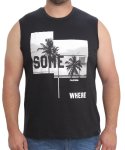 Mens Printed Somewhere Tee - 8XL Black