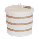 Lidded Cylinder Basket - Ivory & Jute Stripes - XL