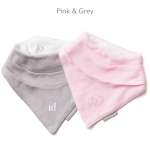 Baby Sense Bandana Bib Set - Pink & Grey