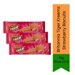 Tiger Kreemz Strawberry Biscuits 75G X Pack Of 3 - 3 X 75G