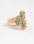 Goldair Gold Plated Wrapped Triple Stone Ring - M l