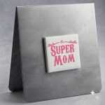 Super Mom Magnet Pink On White