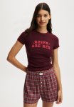 Cotton On Pointelle Rib Sleep Tee - Roses Are Red