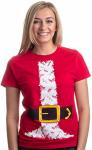 Ann Arbor T-Shirt Co. Santa Claus Costume Jumbo Print Novelty Christmas Holiday Humor Ladies' T-shirt-ladies 2XL Red