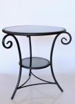Round Metal Table Black Glass Curved Edge 63X60CM