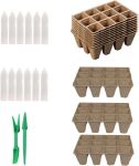 Biodegradable Plant Nursery Pots Starter Tray Set With Planting Labels