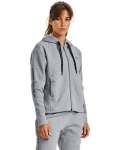 Women's Ua Rival Fleece Embroidered Full Zip Hoodie - Steel Medium Heather Sm