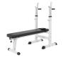 Weight Bench With Adjustable Barbell Rack White Multipurpose Fitness Bench