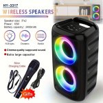HY-3317 Wireless Speaker With Subwoofer Large Boombox Speaker Stereo Speaker Subwoofer Outdoor Wireless Speaker Party Disco Ligh