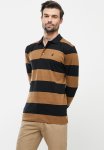 Polo Thick Stripe Pima Long Sleeve Golfer - Brown & Black