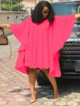 Plus Size Elegant Dress Women's Plus Solid Batwing Sleeve Oversized Asymmetrical Midi Dress