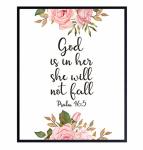 God Is Within Her She Will Not Fall - Psalm 46 - Positive Quotes Inspirational Christian Wall Decor - Motivational Bible Verse W