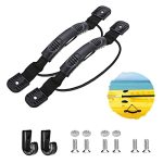 2 Pcs Kayaks Canoe Side Mount Handles Replacement With Bungee Cord Paddle Holder Accessories + 2 Pcs J Hook With Hardware Kit Fo