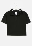 PoP Candy Rib Cropped Golf Shirt - Black