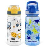 Omedecal Kids Water Bottle For School 16 Oz Plastic Straw Water Bottle With Silicone Spout And Leakproof Cover Dishwasher Safe E
