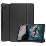 For Nokia T20 Three-folding Holder Custer Texture Leather Tablet Case Black