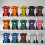 Orange 1000 Liter Wheelie Bin
