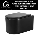 Euro Laguna Black Wall Hung Rimless Toilet With Soft Close Seat - Pan Only