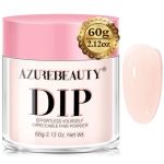 Azurebeauty Translucent Dip Powder - Jelly Nail Color 2.12OZ 60G Sheer Clear Soft Peach Pink Dipping Powder Crystal Natural Nail