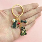 1PC Cartoon Cat Keychain Cute Animal Metal Key Ring Purse Handbag Car Charm Earphone Accessory For Mother's Day Gift