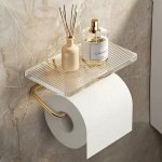 1PC Toilet Roll Paper Holder With Shelf Bathroom Tissue Storage Rack Wall Mounted Tissue Rack Bathroom Tissue Hanging Shelf Bath