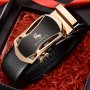 1PC Men's Creative Pu Leather Belt Golden And Black Simple And Retro Design Automatic Buckle For Men Daily Life Leisure Time Party Festival Work Business