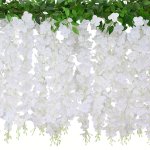Artificial Wisteria Vine Hanging Flowers - 1PC 10 Branches 179.83CM Polyester White Faux Wisteria For Wedding Engagement Garden