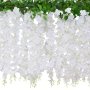 Artificial Wisteria Vine Hanging Flowers - 1PC 10 Branches 179.83CM Polyester White Faux Wisteria For Wedding Engagement Garden Party Home Decor