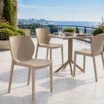Nora Stackable Outdoor Side Chair Black Taupe - Black